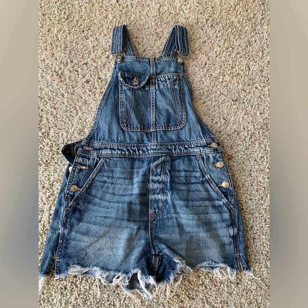 American Eagle Denim Baggy Overall Short